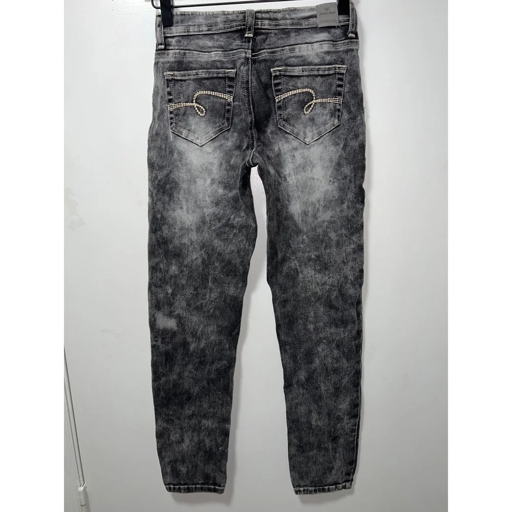 Justice Girls Size 12 Reg Acid Wash Simply Low Skinny Jeans Black Gray Denim